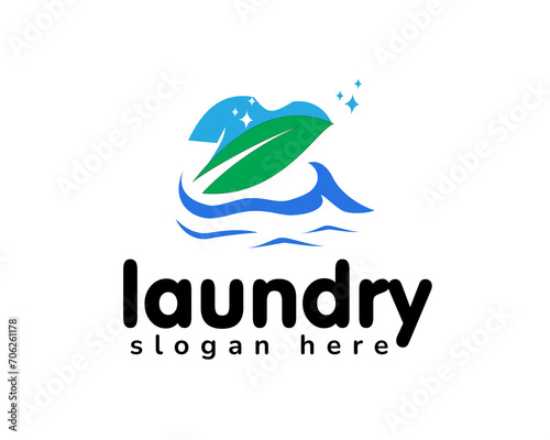 eco laundry logo design template