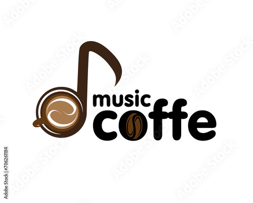 music coffe logodesign template a cup of coffee in the note