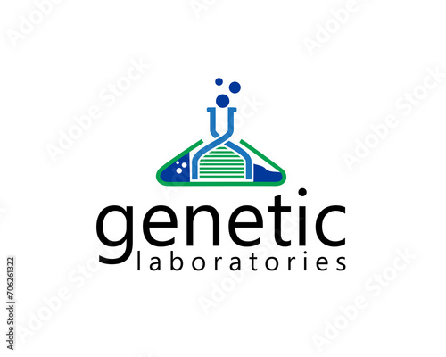 genetic lab glass icon logo design template