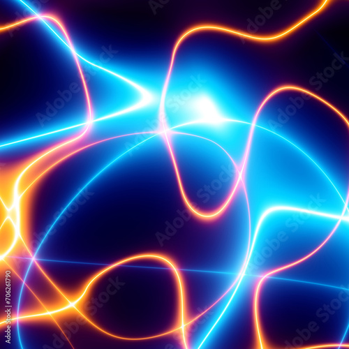 Bright glowing multidimensional plasma force field. Abstract glowing background
