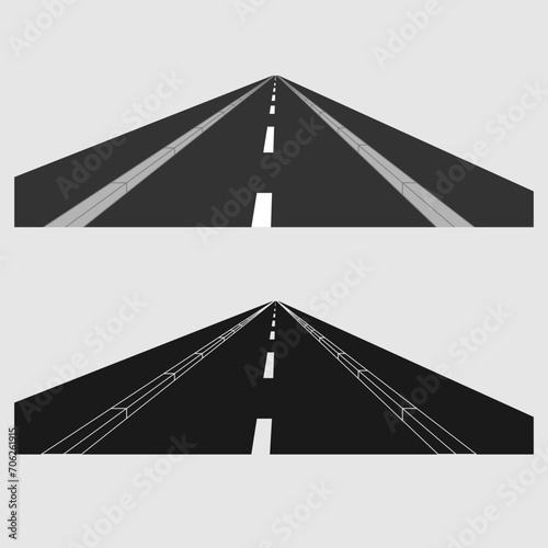 Straight empty road isolated. Vector illustration
