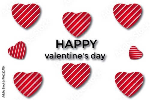  Valentine's Day greeting card with pink hearts. Happy Valentine's Day banner. I love decorative concept designs on black