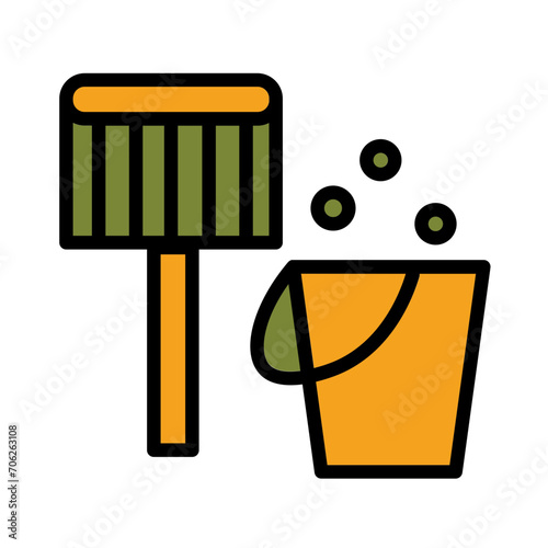 Cleaning Room Service Filled Outline Icon