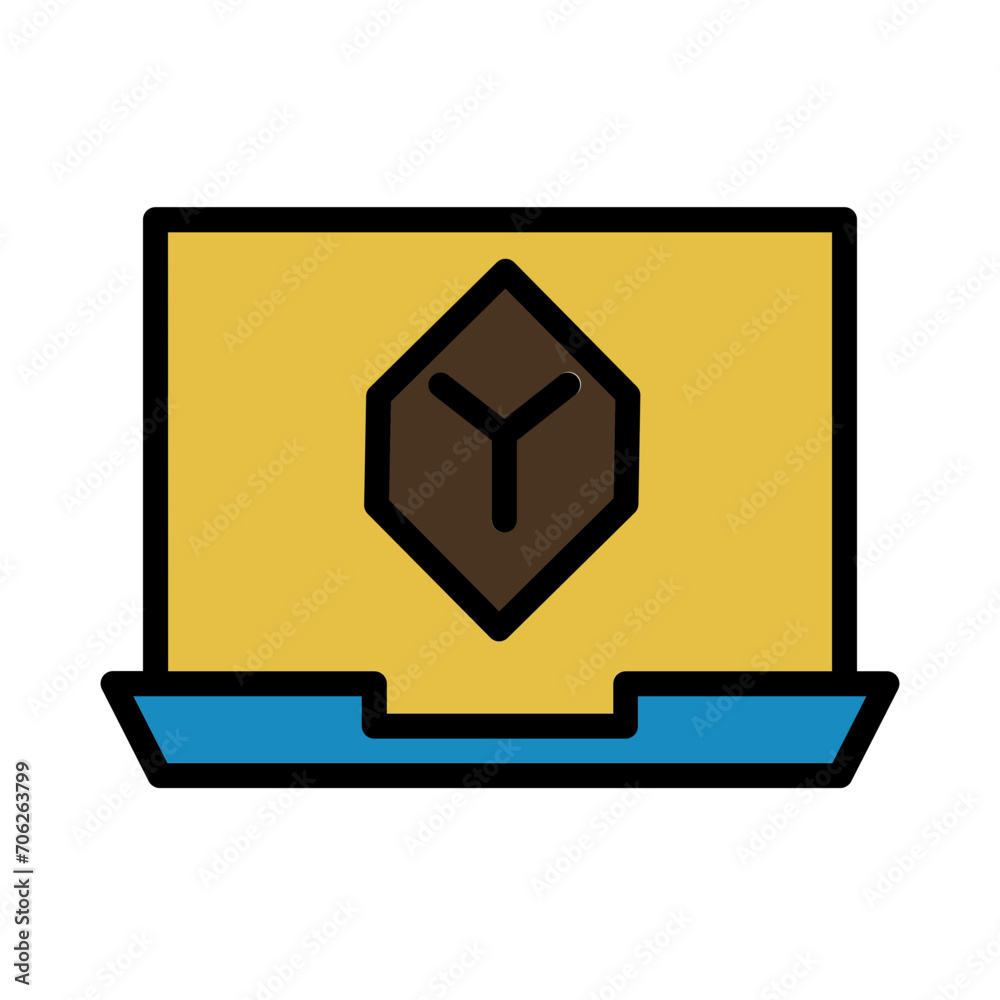 Computer Laptop Cube Filled Outline Icon Computer Laptop Cube Filled Outline Icon