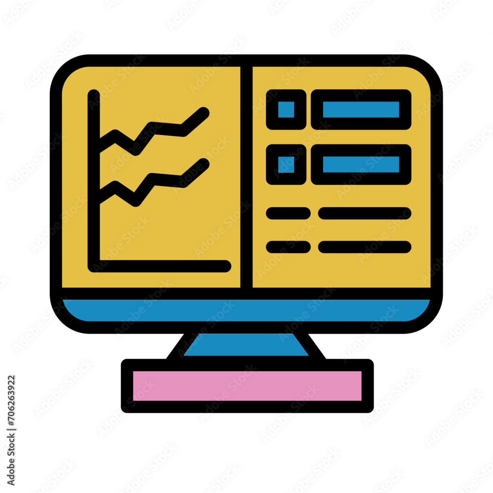 Financial Report Screen Filled Outline Icon Financial Report Screen Filled Outline Icon