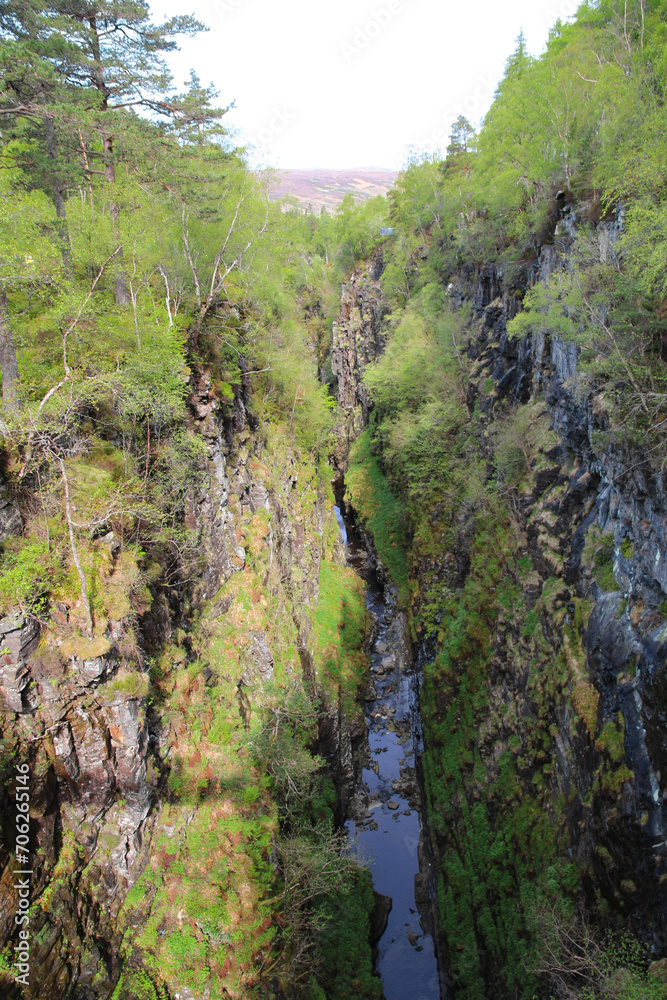 Corrieshalloch Gorge is a gorge south of Ullapool in the Scottish Highlands Corrieshalloch Gorge is a gorge south of Ullapool in the Scottish Highlands