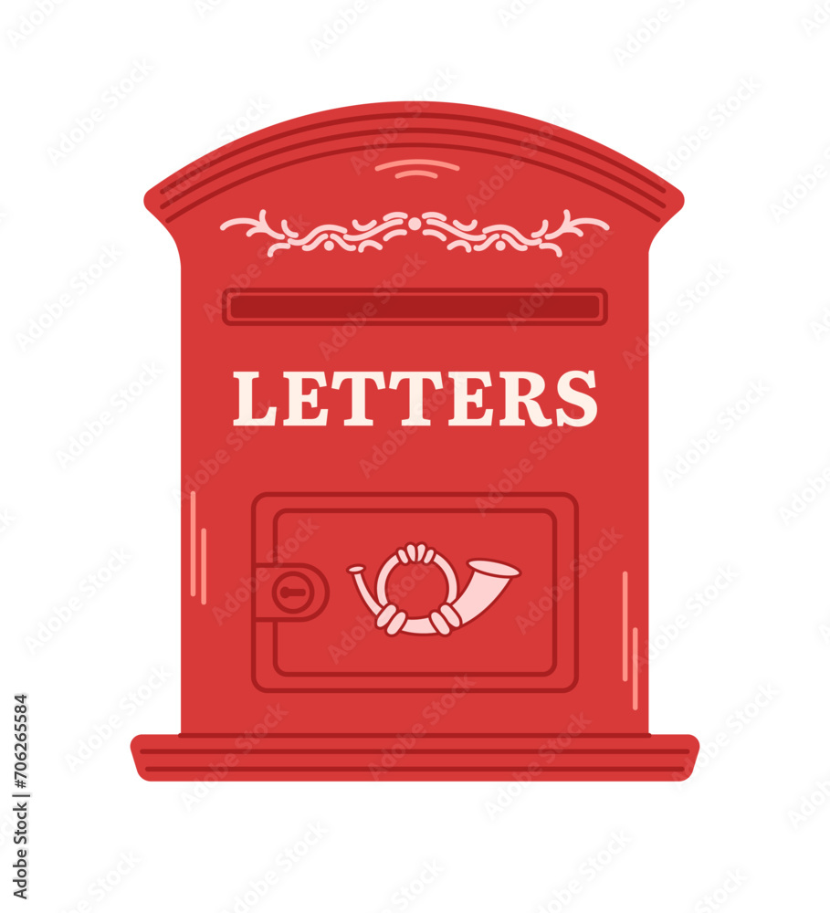 Retro postal letterboxes, mailbox for paper, letters and newspapers. Delivery, message concept. Hand drawn vector illustration isolated on white background. - obrazy, fototapety, plakaty 
