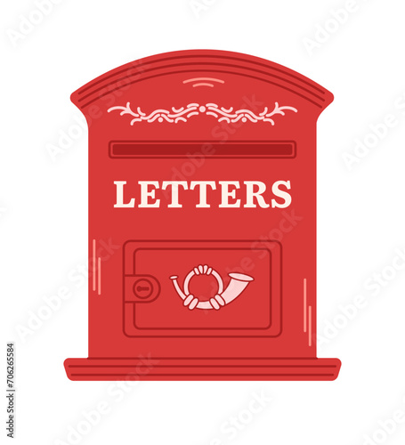Retro postal letterboxes, mailbox for paper, letters and newspapers. Delivery, message concept. Hand drawn vector illustration isolated on white background. photo
