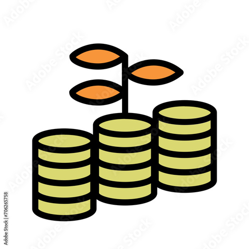 Business Investment Money Filled Icon Outline
