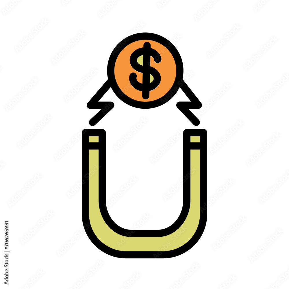 Investment Magnet Money Filled Icon Outline Investment Magnet Money Filled Icon Outline