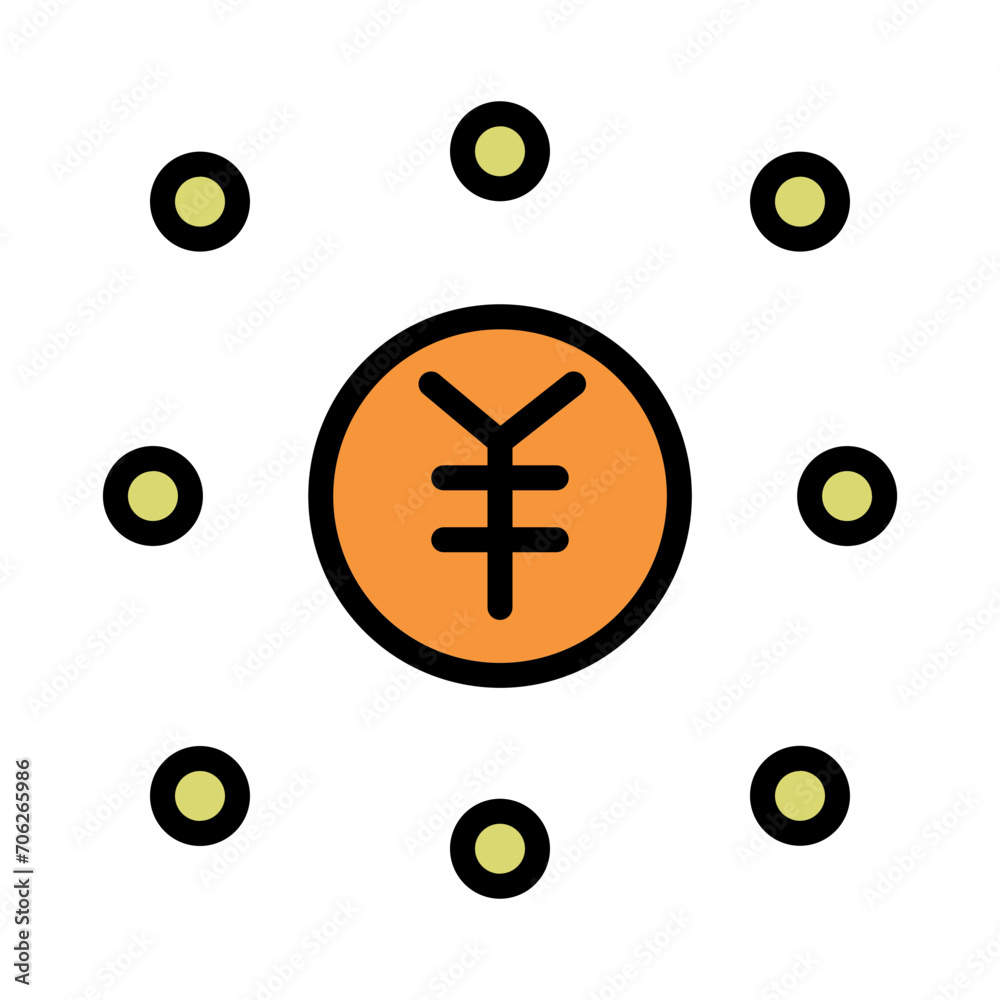 Obraz premium Money Profit Yen Filled Icon Outline