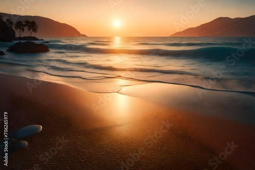 sunset on the beach of Caribbean sea 