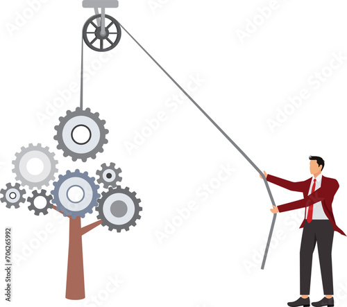 Install gear, The gear tree is complete after installing the last gear, Businessman