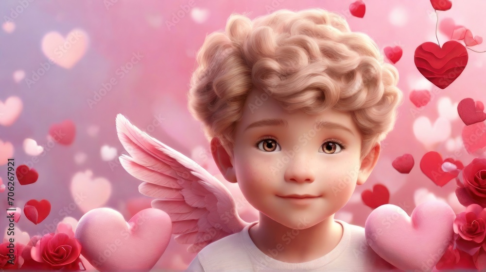 Pictures for Valentine's Day Cupid and pink heart