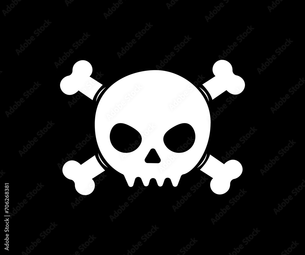 Pirates Jolly Rogers Skull Head Logo Vector Illustration in Dark Background.