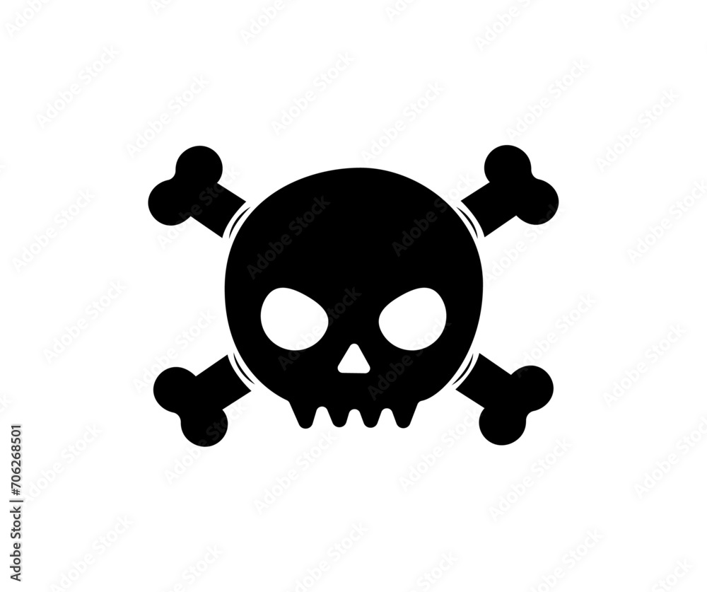  Scary Pirates Jolly Rogers Black Skull Head isolated on white Vector Illustration.