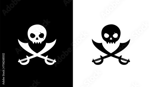 Savage Pirates Logo on Black and White Background Vector Illustration