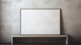 mockup-style picture of a wall one empty frame, frame width to height ratio is 3 to 2