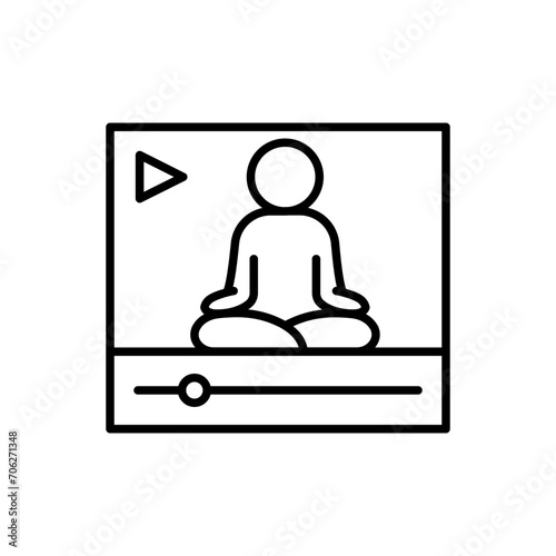 Yoga video outline icons, minimalist vector illustration ,simple transparent graphic element .Isolated on white background