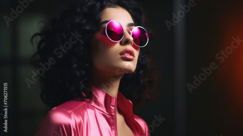 Elegant Pink Beauty  Stylish Woman Radiates Confidence  Generative AI