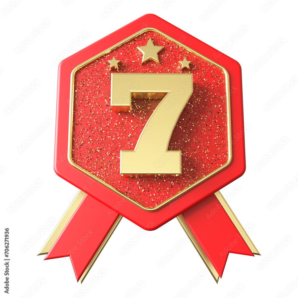 Fototapeta premium 7th award 3d icon trophy number render