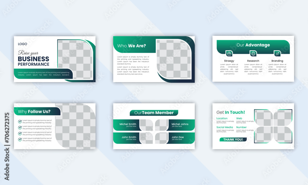 Creative business PowerPoint presentation slides template design.  Used in marketing and advertising, the annual report.