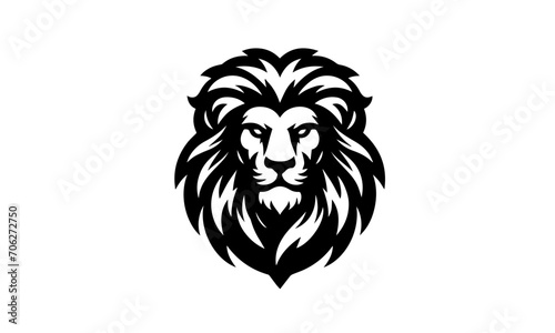 lion face mascot dominant logo design   silhouette   mascot black and white logo