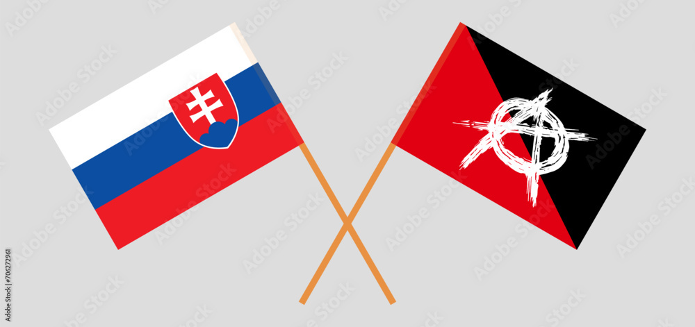 Crossed flags of Slovakia and anarchy. Official colors. Correct proportion Crossed flags of Slovakia and anarchy. Official colors. Correct proportion