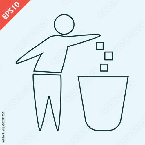 man symbol, do not litter icon, keep clean icon design vector flat illustration