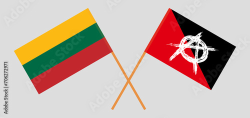Crossed flags of Lithuania and anarchy. Official colors. Correct proportion