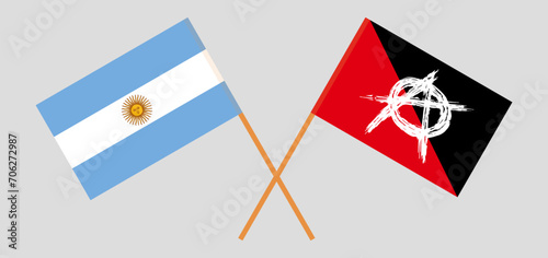 Crossed flags of Argentina and anarchy. Official colors. Correct proportion