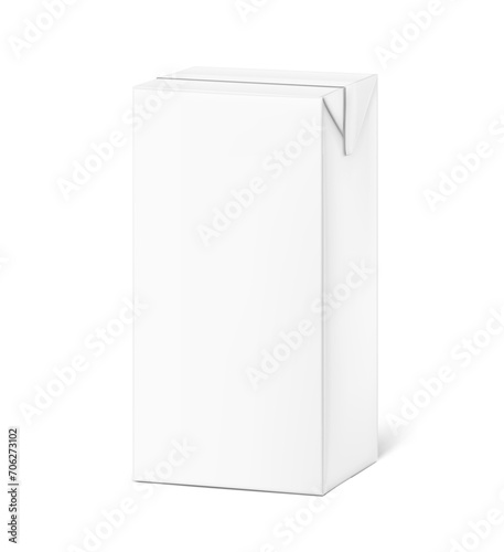 Packaging box for milk, juice mockup. Vector illustration isolated on white background. Half side view. Ready and simple to use for your design. EPS10.