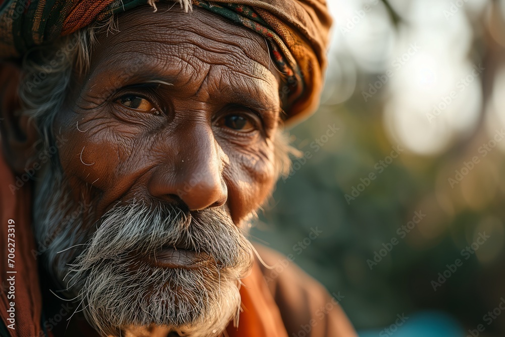 Close-up portrait of an old African man.