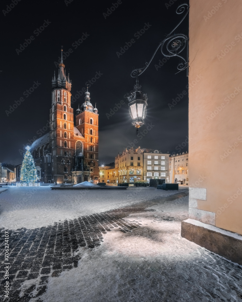 Obraz premium Winter night in Krakov
