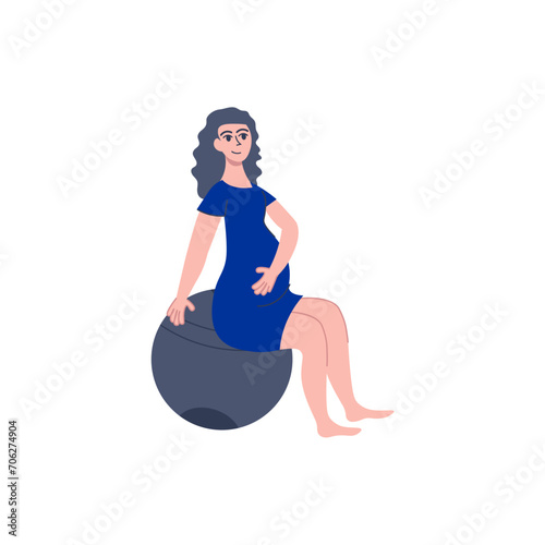 family pregnant mother pose element vector illustration
