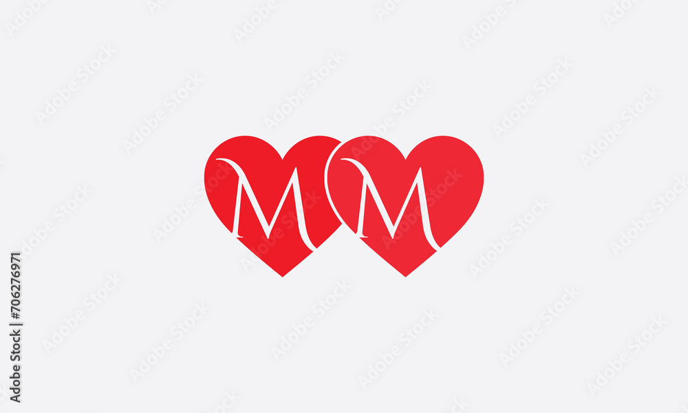 Hearts shape MM. Red heart sign letters. Valentine icon and love symbol. Romance love with heart sign and letters. Gift red love Hearts shape MM. Red heart sign letters. Valentine icon and love symbol. Romance love with heart sign and letters. Gift red love