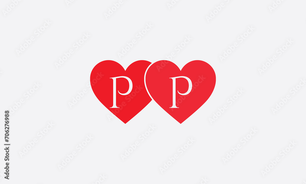 Hearts shape PP. Red heart sign letters. Valentine icon and love symbol. Romance love with heart sign and letters. Gift red love