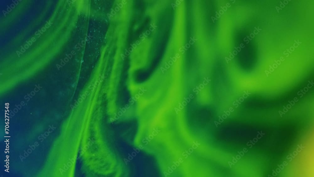 Neon smoke texture. Paint water flow. Blur vivid green blue color ...