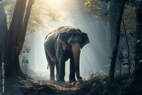 An adult elephant in the forest.