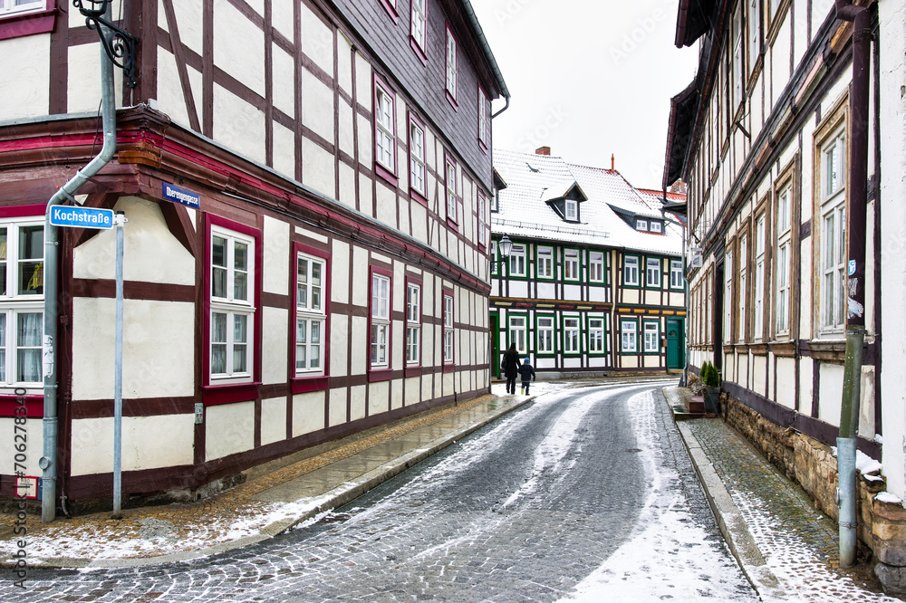 Altstadt Wernigerode Harz im Schnee