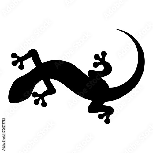 silhouette of a black lizard crawling