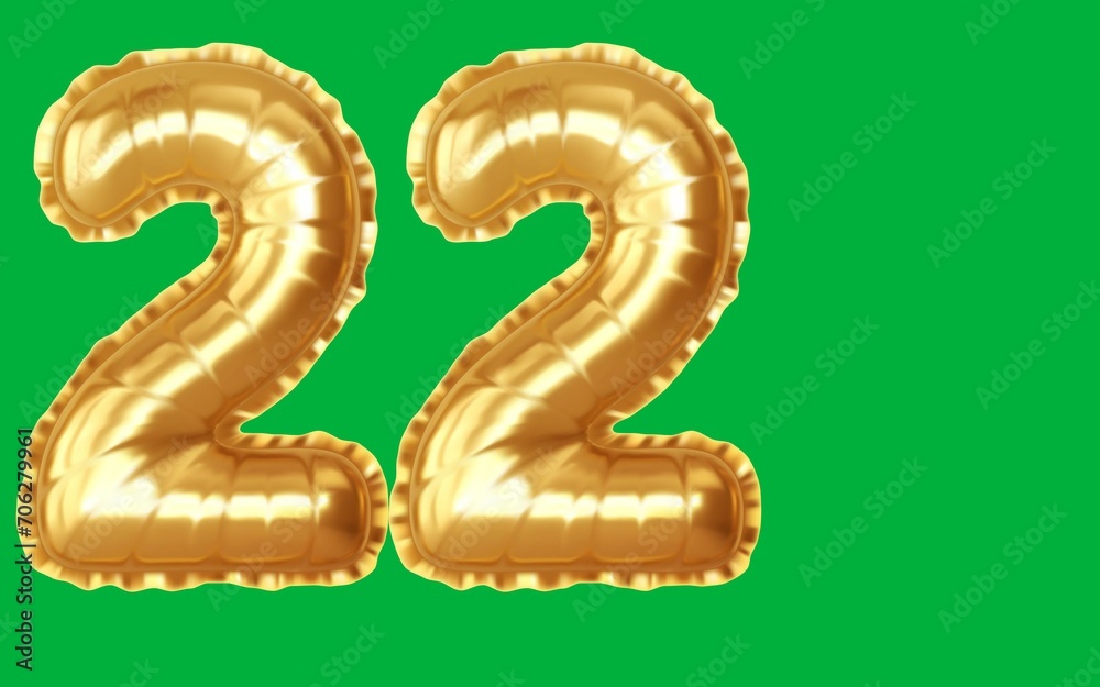 Text art of number 22 with best font of text, Number illustration with green background Text art of number 22 with best font of text, Number illustration with green background