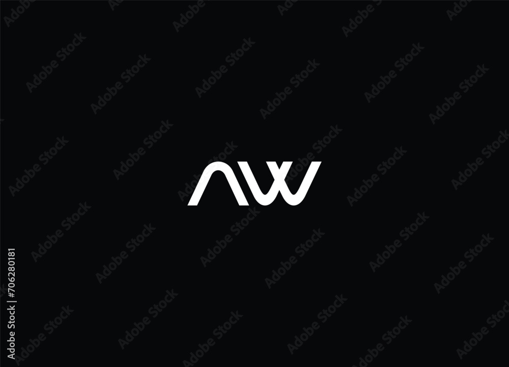 AW logo monogram with emblem shield style design template
