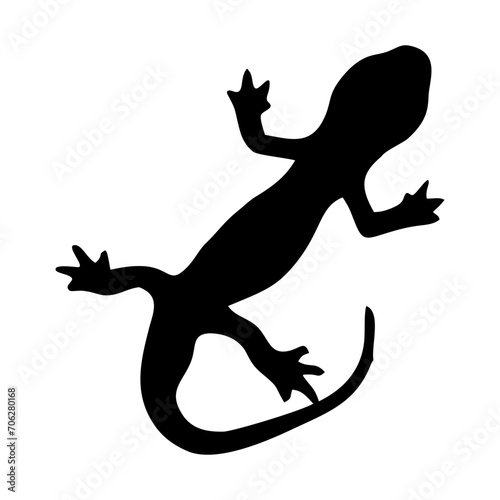 silhouette of a black lizard crawling photo