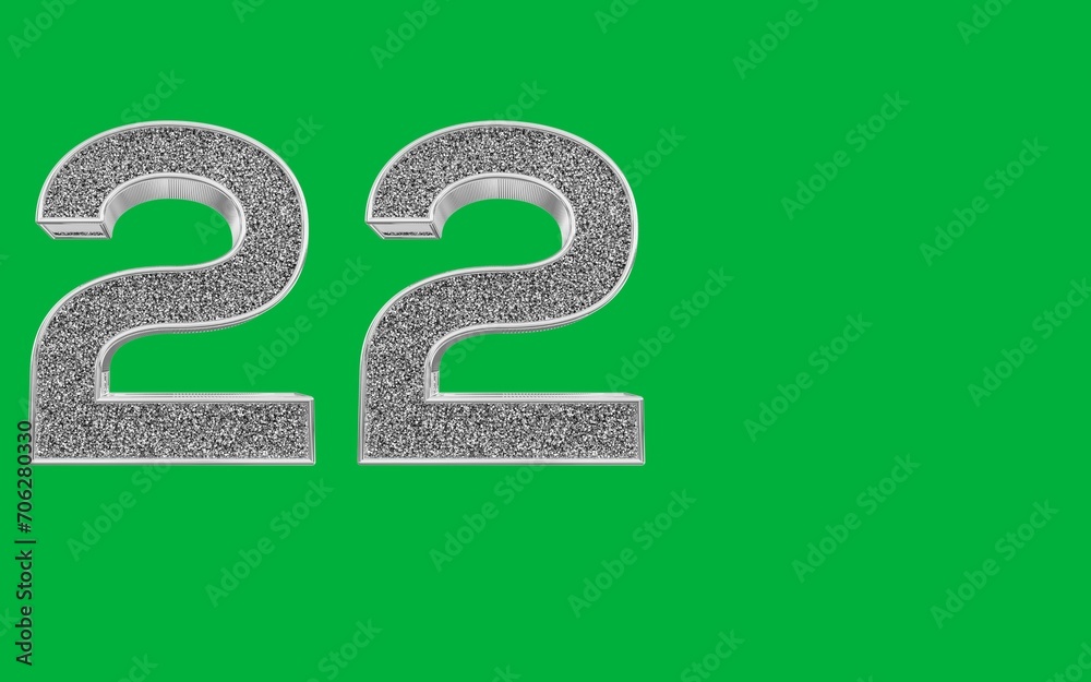 Text art of number 22 with best font of text, Number illustration with green background Text art of number 22 with best font of text, Number illustration with green background