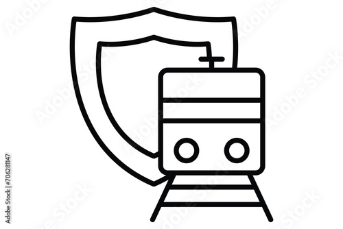 train travel insurance icon. icon related to insurance documents for travel. line icon style. element illustration