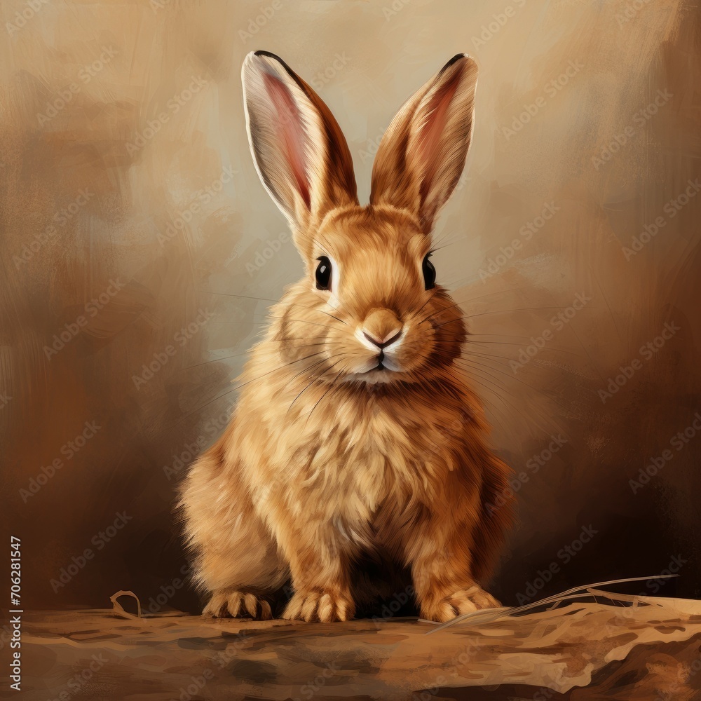 Fototapeta premium realistic drawing or rabbit, illustration watercolor drawing. cute rabbit. easter bunny, hare isolated