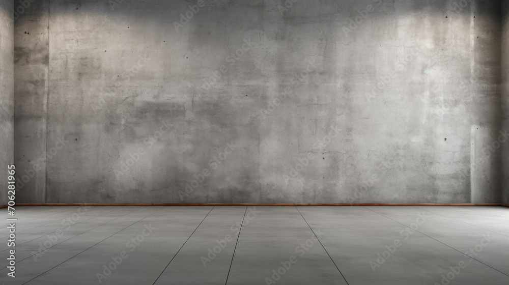 Spacious empty room with polished concrete walls and floors in a minimalistic industrial interior design. Spacious empty room with polished concrete walls and floors in a minimalistic industrial interior design.