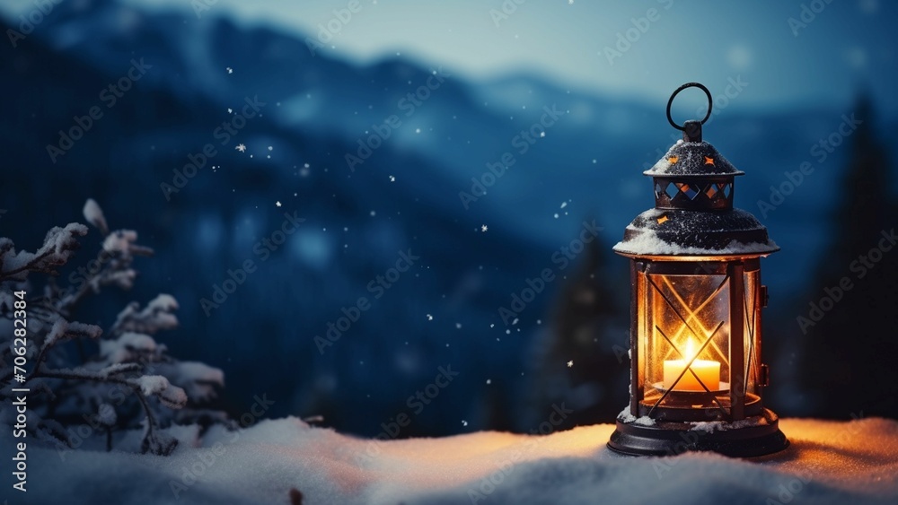 Sparkling light in snow night Sparkling light in snow night