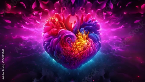A striking depiction of heart tube formation, brought to life by a stunning array of pulsating colors that draw the eye towards the embryonic heartbeat at its core. photo